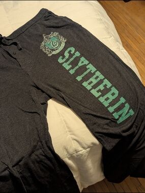 Slytherin Gray Sweatpants with Green Crest
